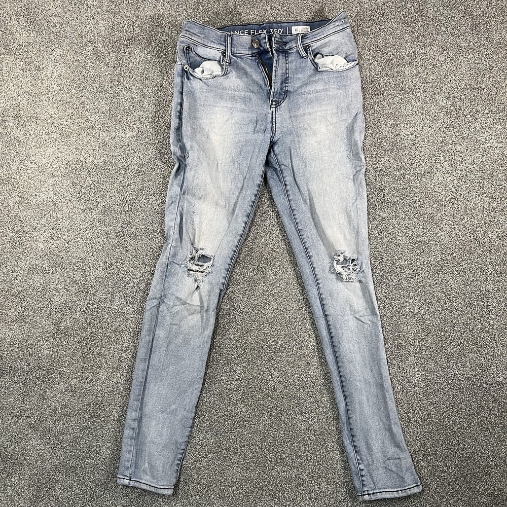 Arizona Mens Jeans 31x32 Skinny Advance Flex 360 Distressed Ripped Light Blue